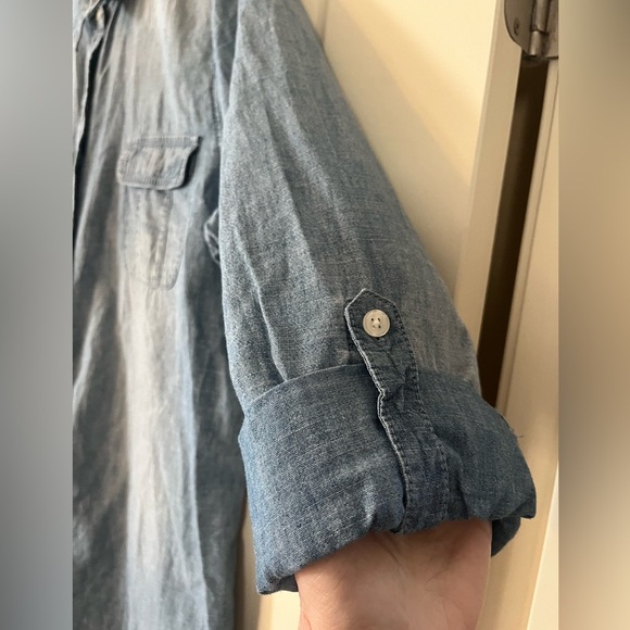 Chico’s Denim 3/4 Roll-up Sleeve Button Down Shirt Women’s Size Large - Picture 5 of 16